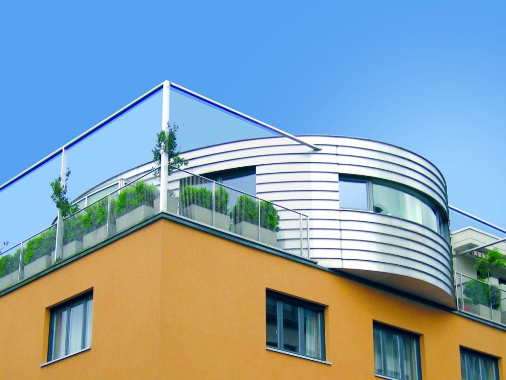 modern style building with terne siding