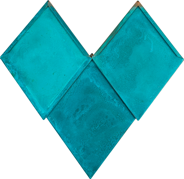 Copper Diamond shingles with patina