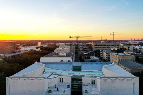 Jepson Center roof at sunrise