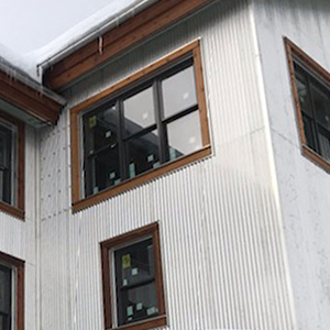 home with corrugated metal siding