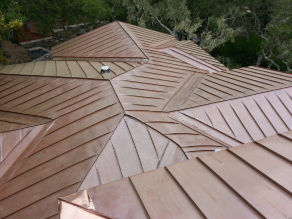 Copper roof on home