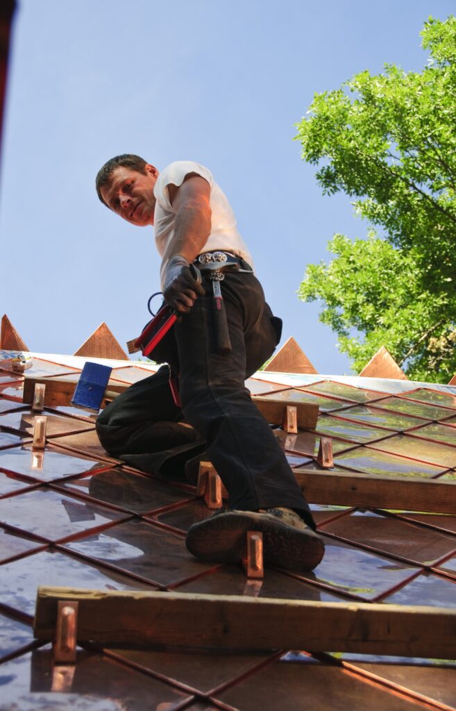 Installing snow hooks on copper roof
