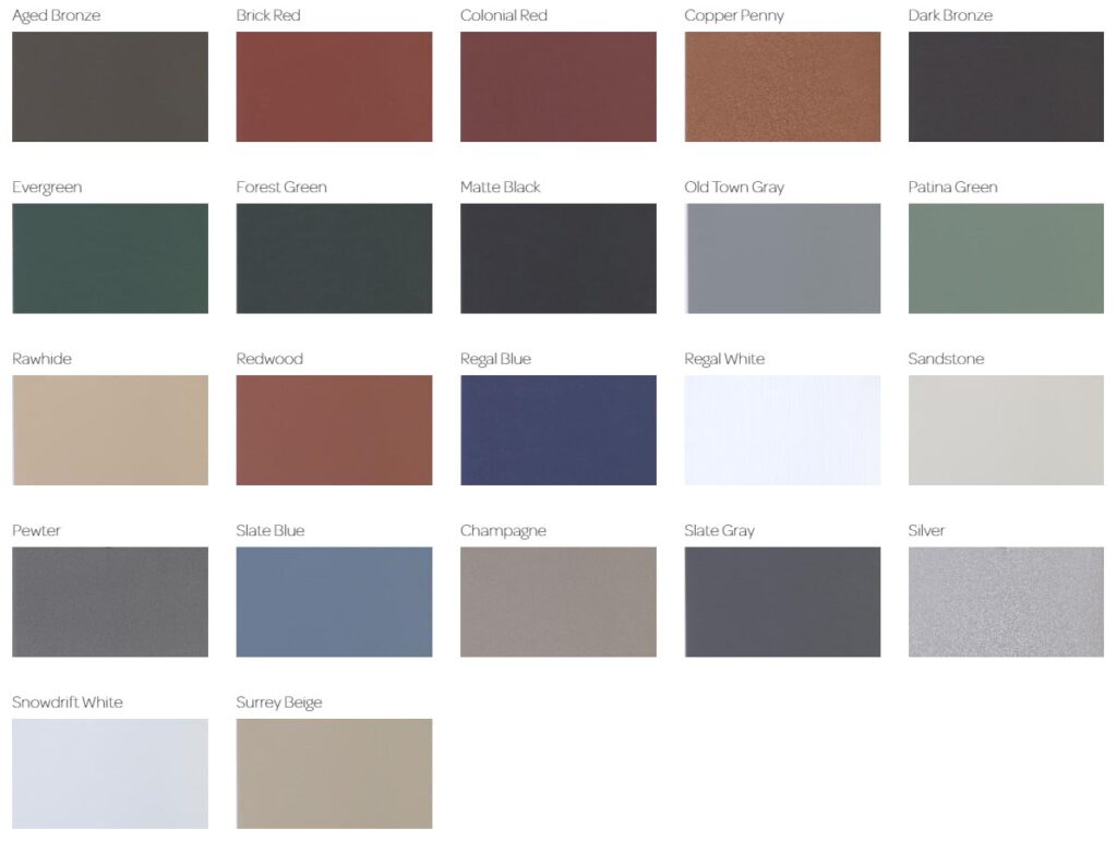 Marine aluminum color chart