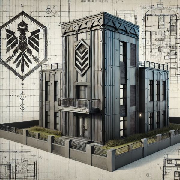 Modern building with Spengler Industries metal roofing and wall cladding, evoking strategy and durability with tactical design elements, symbolizing strength and victory in construction.