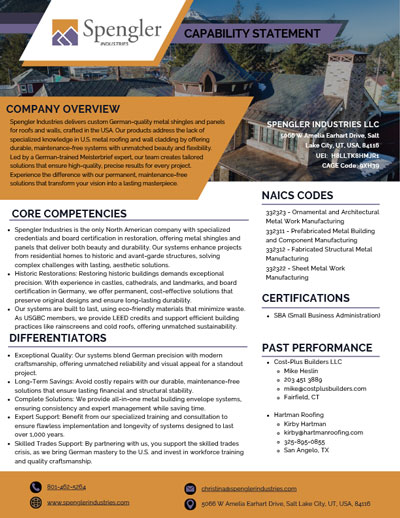 Spengler Industries Capabilities Statement